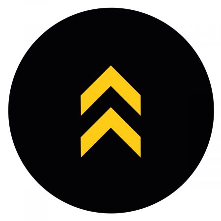 yellow chevrons showing distance on black vinyl graphic