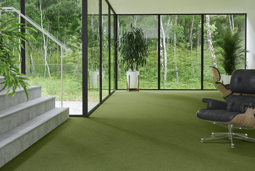 Bright Ideas Fusion in area with stairs and long windows showing greenery outside